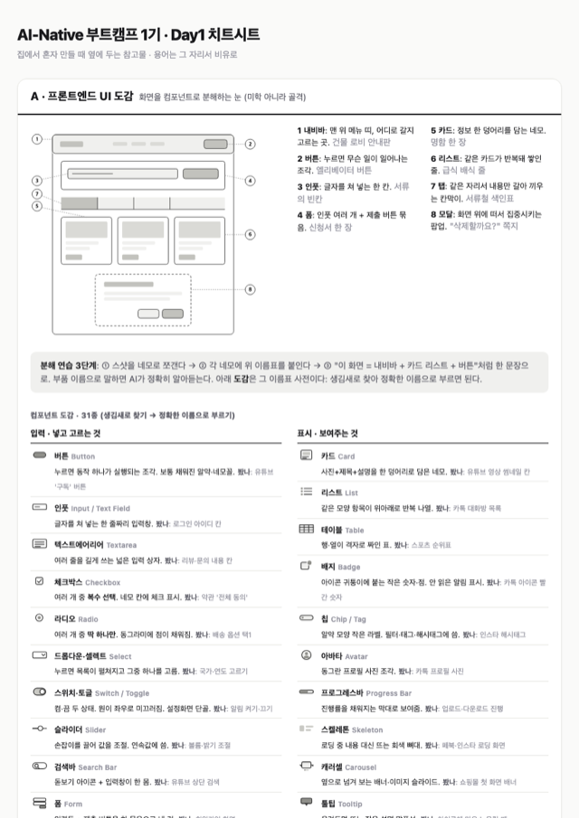 치트시트 · 프론트엔드 UI 도감